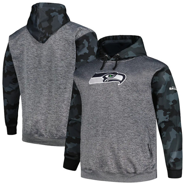Men's Seattle Seahawks Heather Charcoal Big & Tall Camo Pullover Hoodie